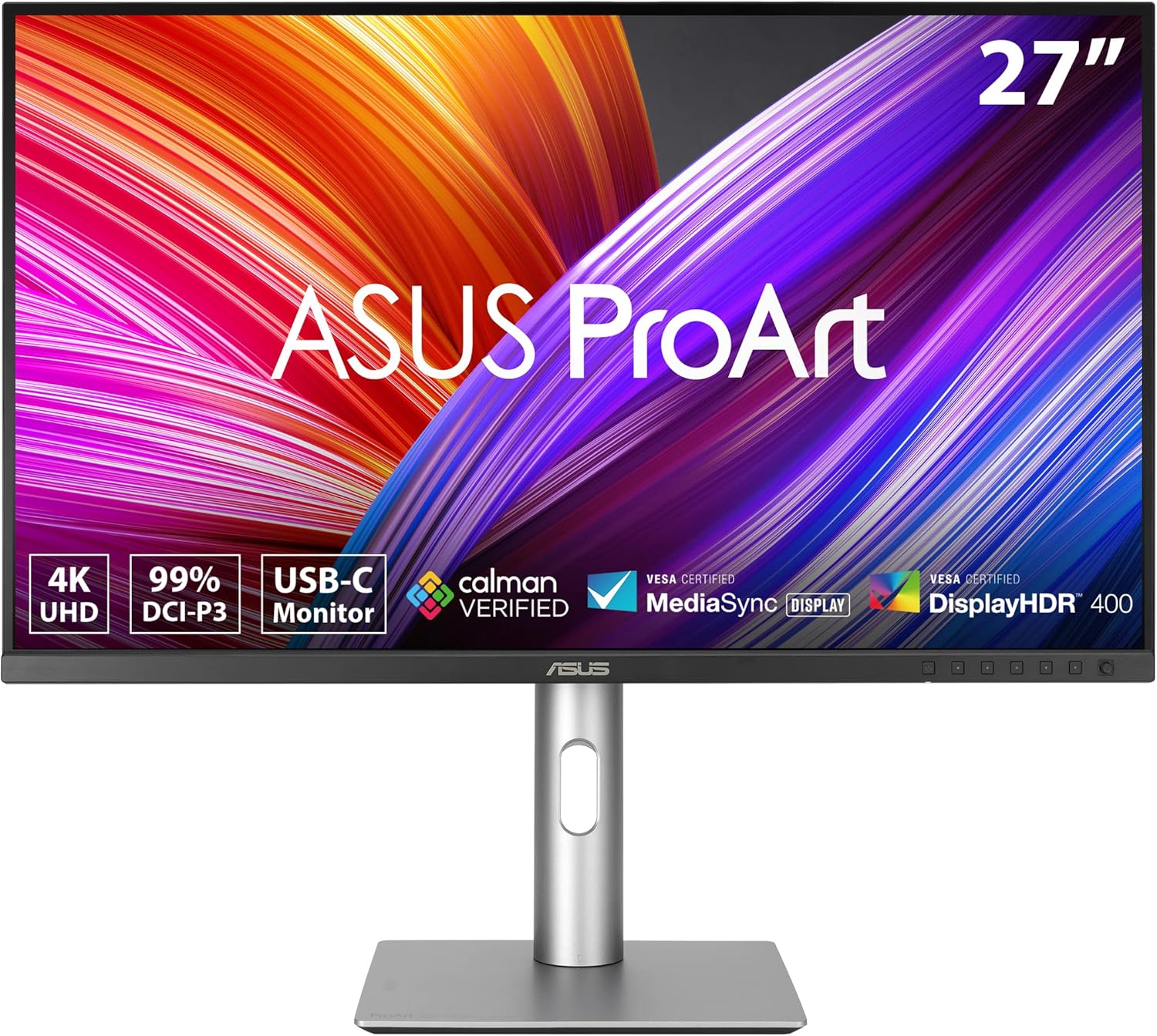ASUS ProArt Display PA279CRV Professional Monitor – 27", IPS, 4K UHD (3840 x 2160), 99% DCI-P3/Adobe RGB, Color Accuracy ΔE < 2, Calman Verified, USB-C PD 96W, Ergonomic Stand, Green Sustainability
