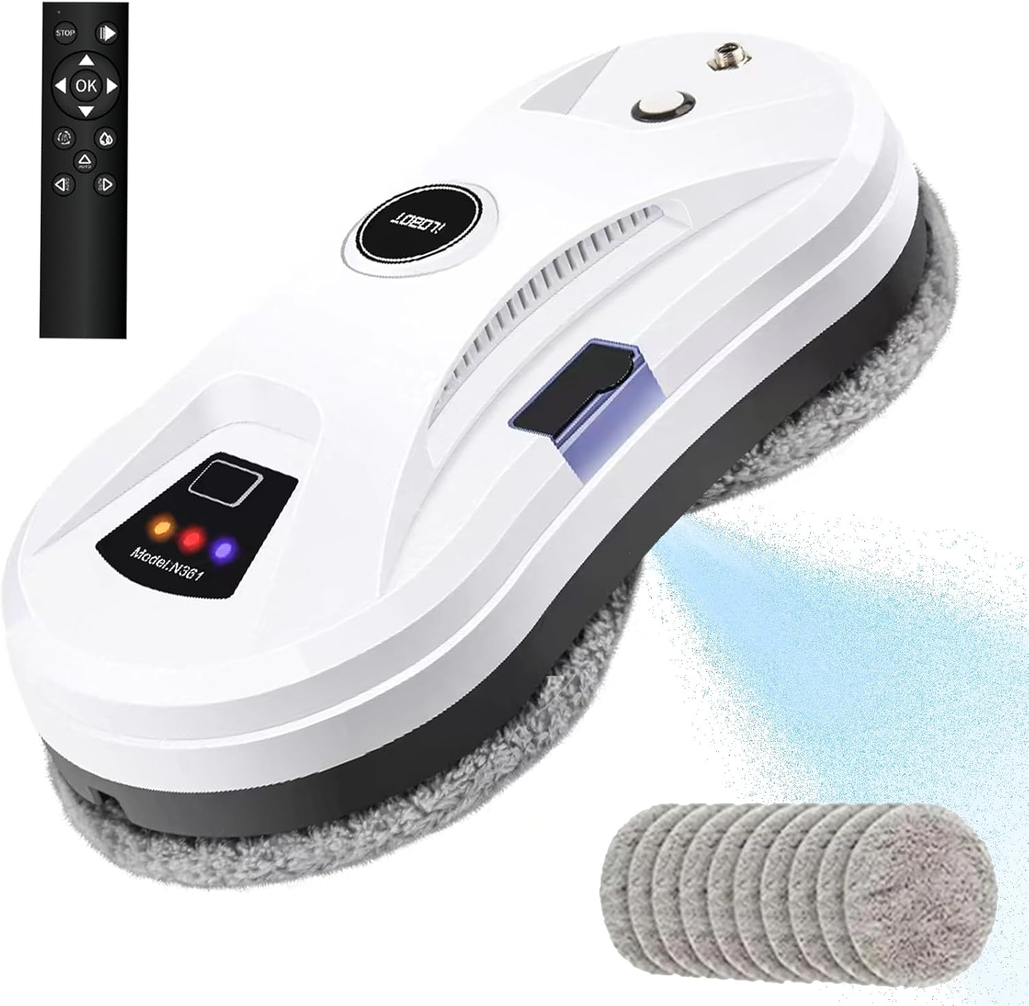 Window Cleaning Robot Automatic Window Cleaning Robot Window Robot with Water Jet, Window Cleaner Robot Electric Window Vacuum Cleaner 5600pa Strong Suction Power for Large Outdoor Windows