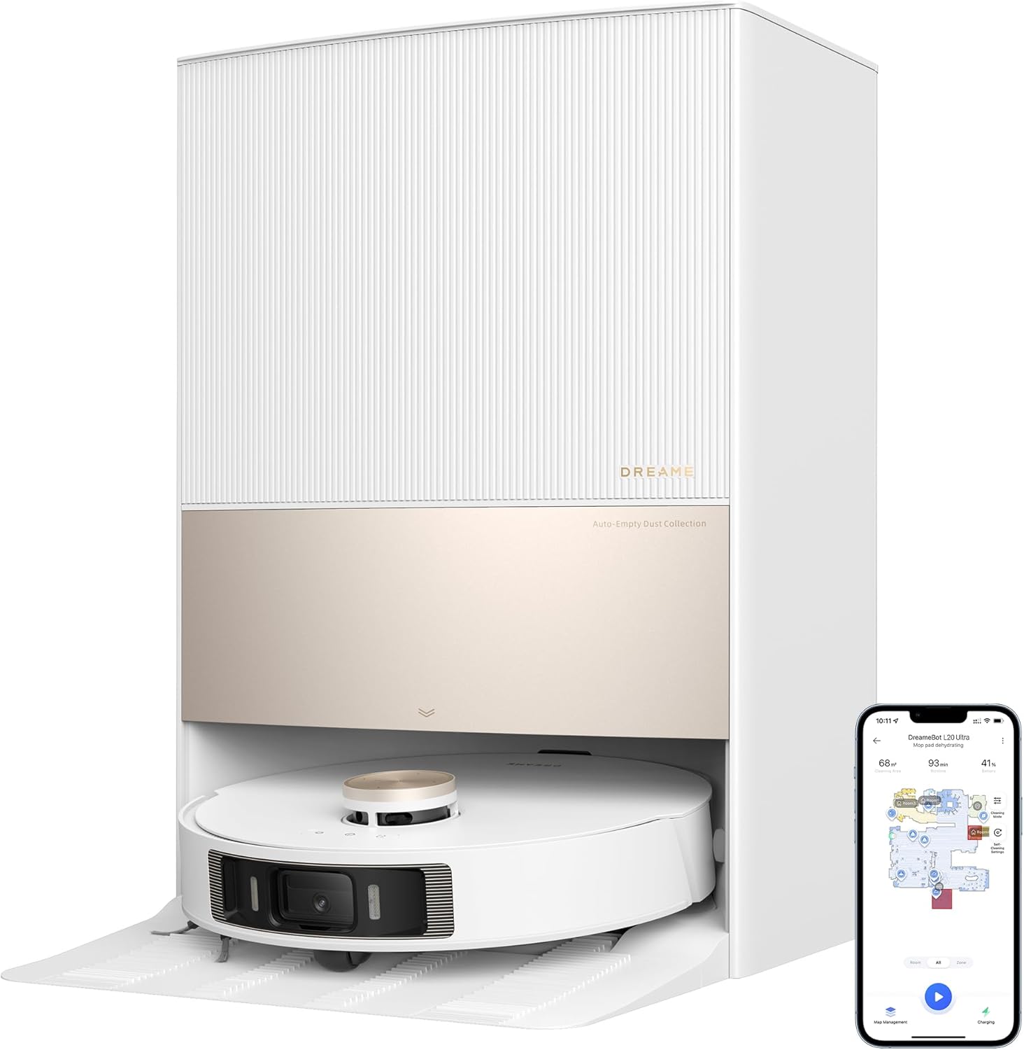 Dreame L20 Ultra Robot Vacuum and Mop Cleaner with Auto Mop Cleaning and Drying, Self-Refilling and Self-Emptying Base Station