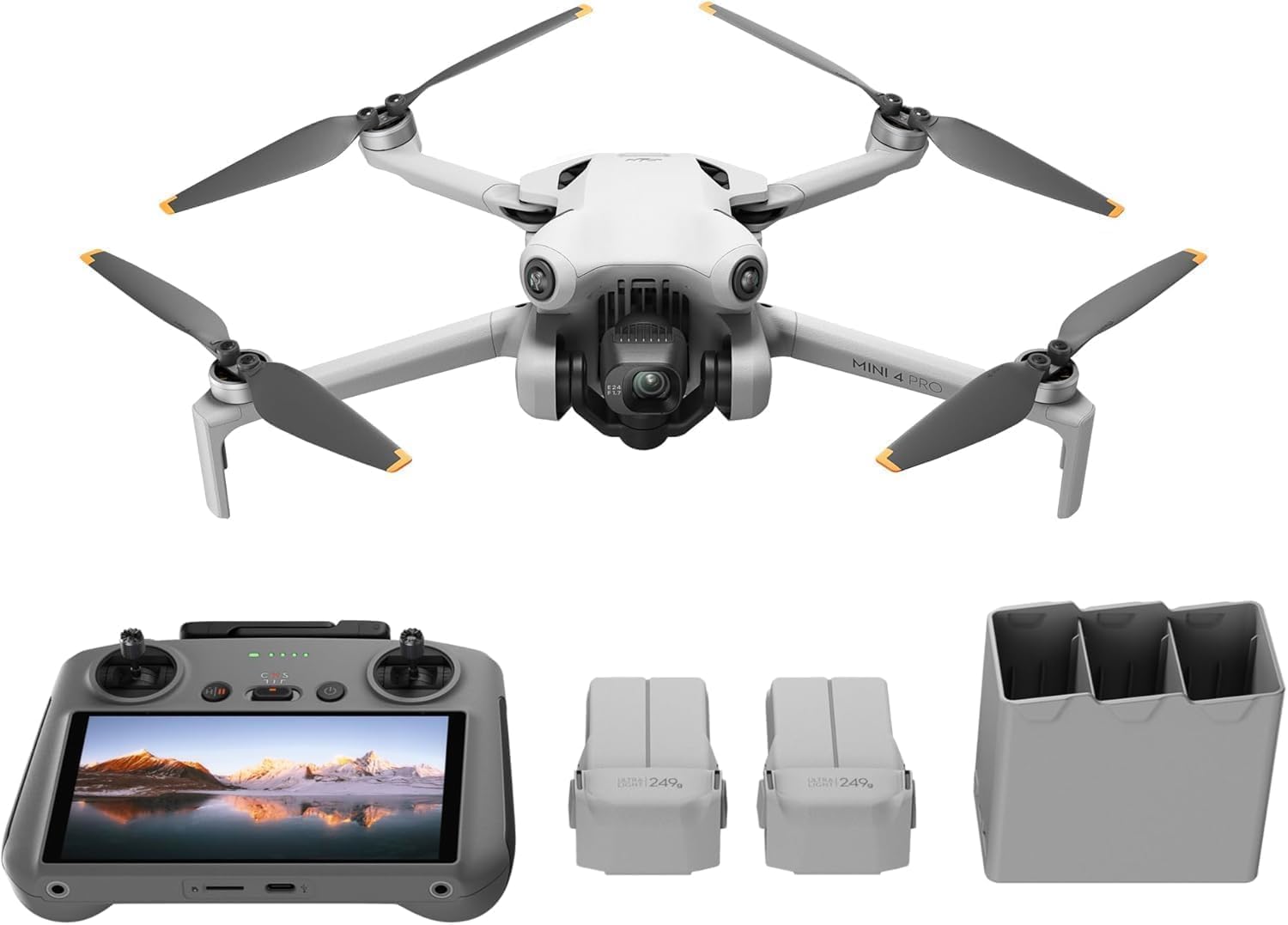 DJI Mini 4 Pro Fly More Combo with RC 2 - 4K HDR, 3 Batteries, 102-Min Total Flight, Screen Remote