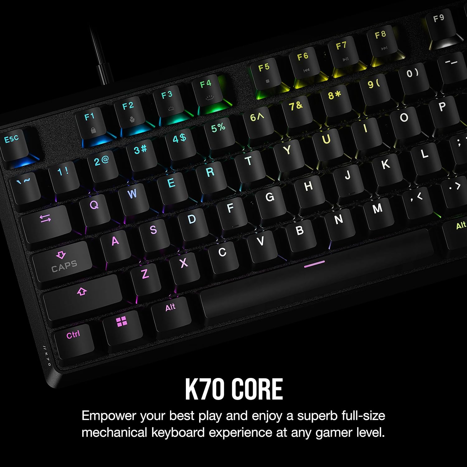 Corsair K70 CORE RGB Mechanical Gaming Keyboard - MLX Red Linear Switches, Sound Dampening, Media Control Dial