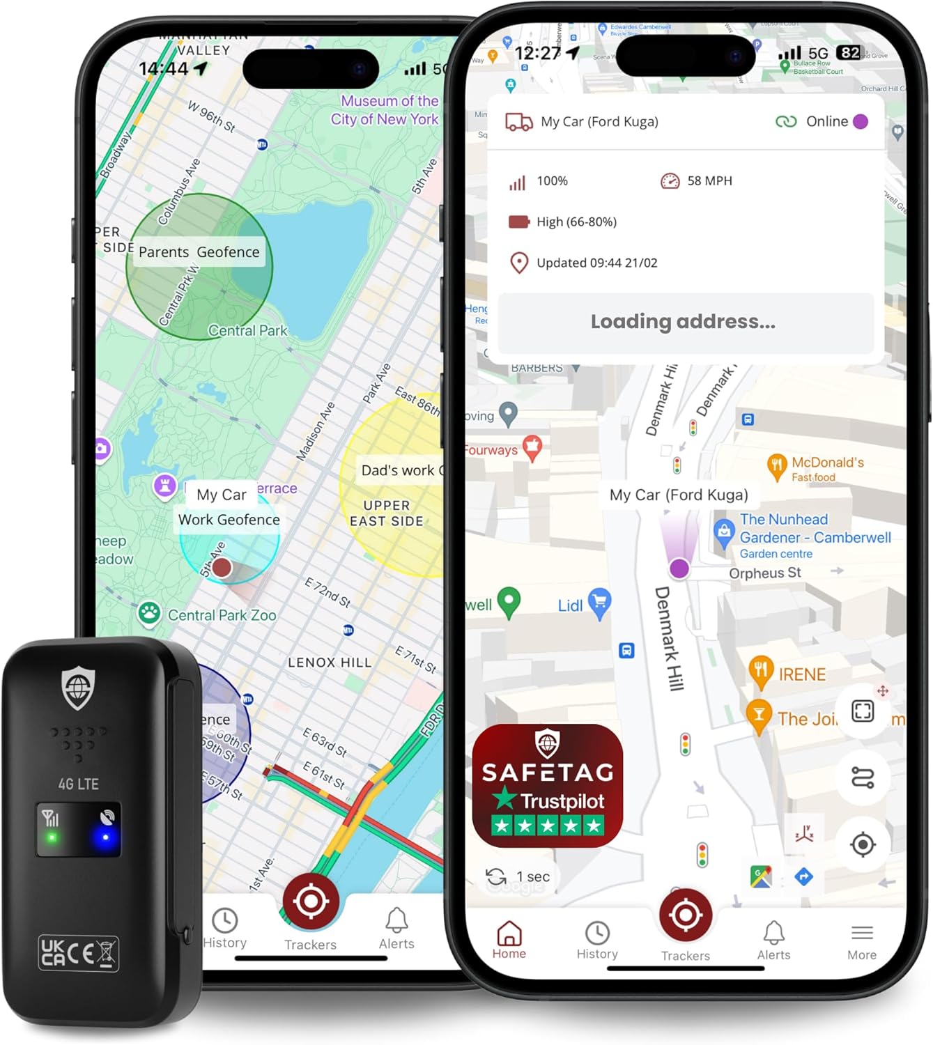 SafeTag Mini 4G - 4G LTE Rechargeable Mini GPS Tracker, Car, Van, Motorbike etc. 34-205 Countries, Real Time Tracking and Notifications, 7 Day Free Trial - Sim Included, 12 Month Warranty…