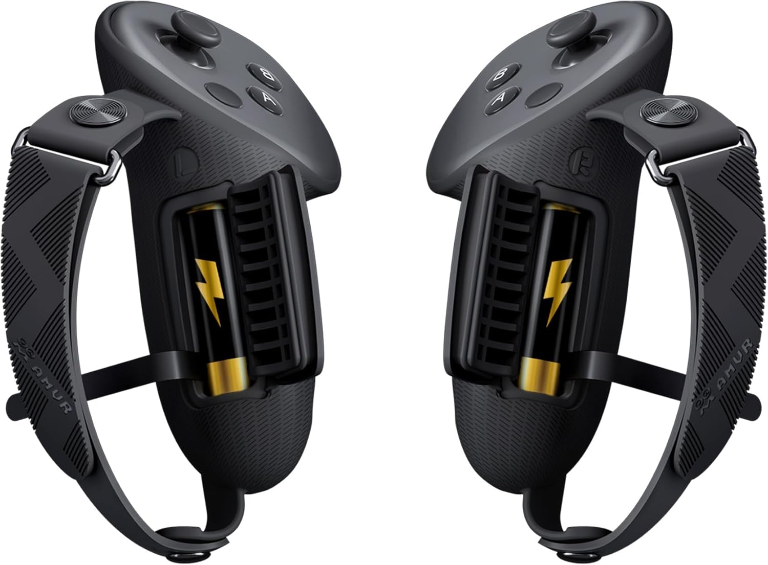 AMVR Upgraded Controller Grips Cover Compatible with Meta/Oculus Quest 3S/Quest 3 Accessories, with Battery Opening Cover and Knuckle Straps Protector(Not for Charging Dock) (Common Size)