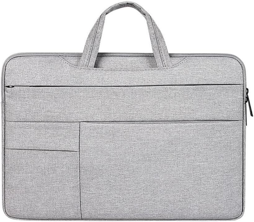 Laptop Sleeve Bag Carry Case Multipockets for MacBook Dell HP Light Grey 15.6Inch