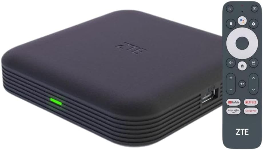 ZTE 4K Android TV 10 Android TV Box | WiFi | Bluetooth 5.0 | Compatible with Google Assistance Voice Control | Compatible with Chromecast | Compatible with YouTube, Netflix, Prime Video