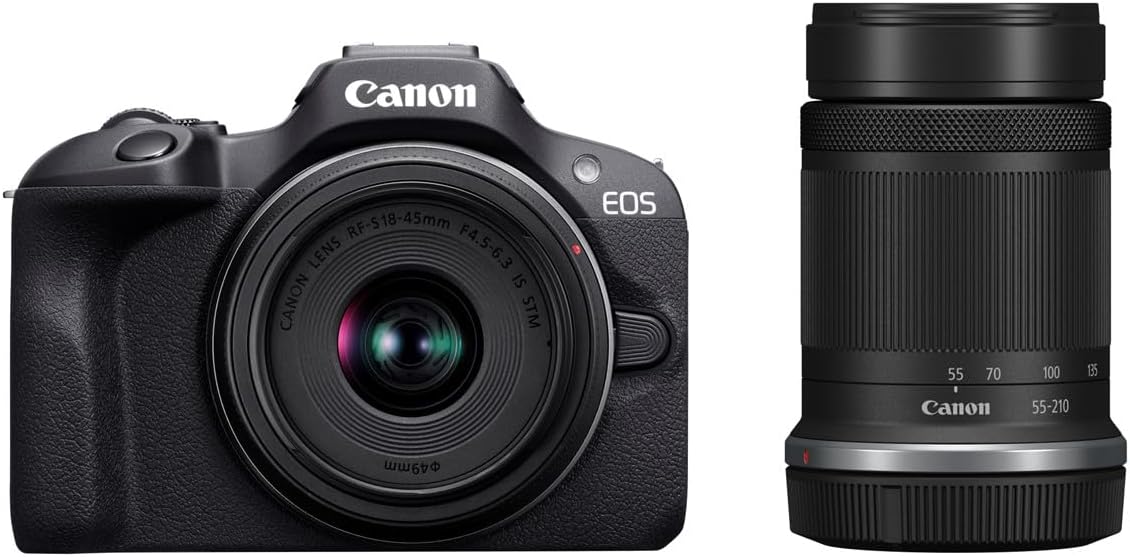 Canon EOS R100 Mirrorless Camera with 18-45 mm and 55-210 mm Lenses Kit (R100TKIS) - AU Version