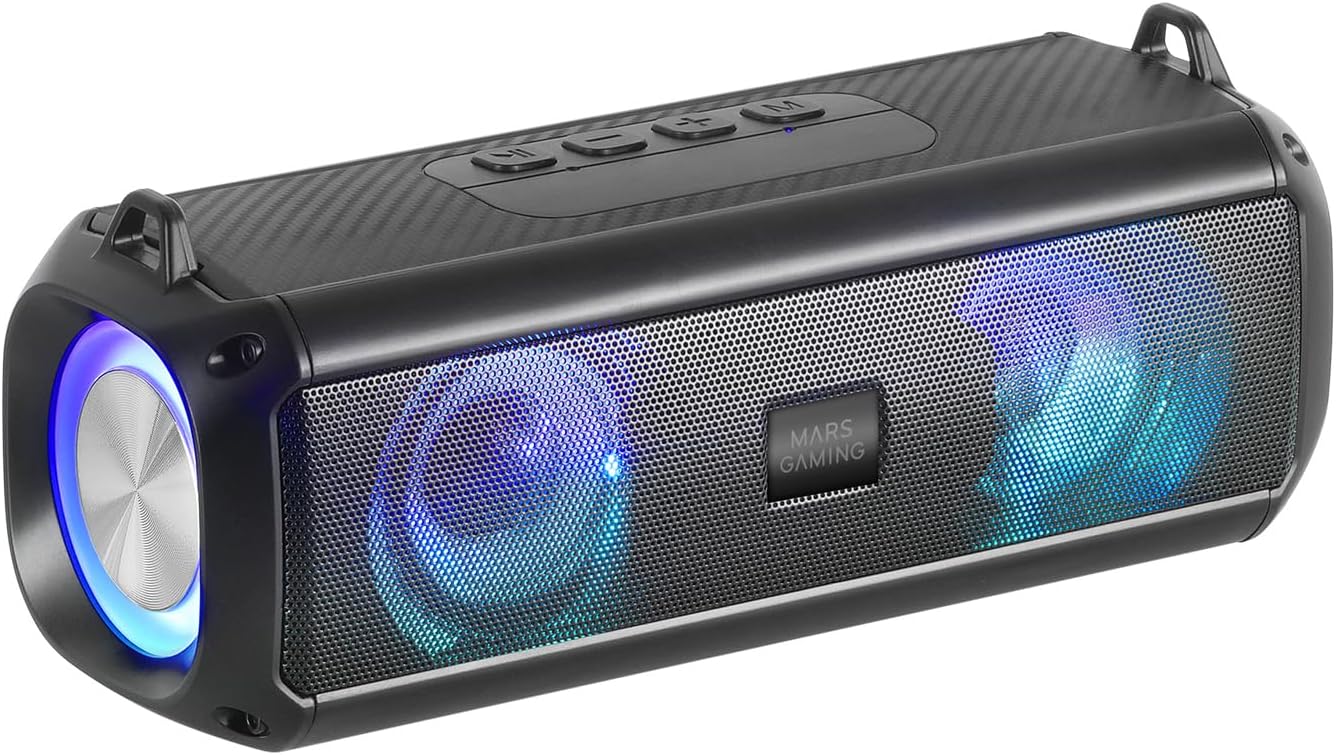 Mars Gaming MSB-XT, Portable Speaker + Soundbar 2-in-1, Dynamic RGB Lighting, 4 Drivers 20W Sound System, Bluetooth 5.3 Speaker + AUX/MicroSD/USB/FM Radio, Black