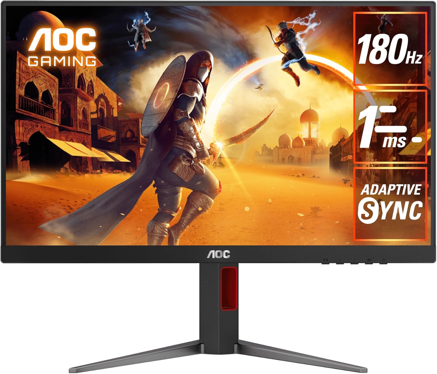 AOC 24G4X 23.8-inch Full HD 180Hz IPS Gaming Monitor, 1ms, FreeSync Premium, HDMI, DisplayPort