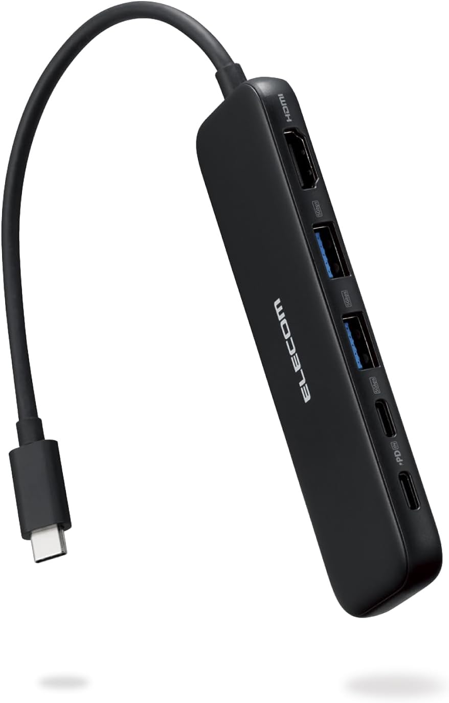 Elecom DST-W01 USB-C Hub Docking Station 5in1 100W PD Support HDMI 4K30Hz High Speed Data Transfer 5Gbps Black