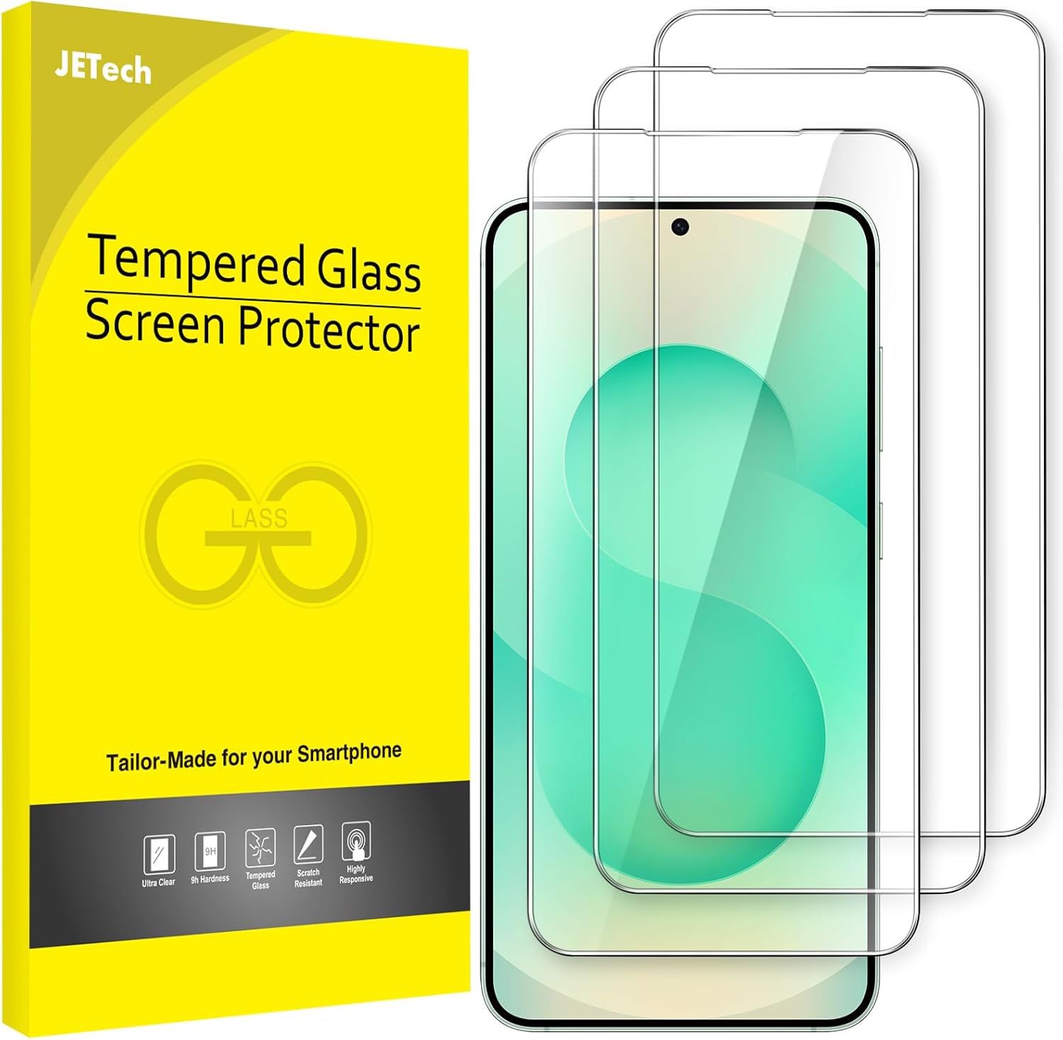 JETech Screen Protector for Samsung Galaxy S24+ / S24 Plus 5G 6.7-inch — Tempered Glass with Camera Lens Protector, Fingerprint ID Compatible, HD Clear, 2-Pack Each