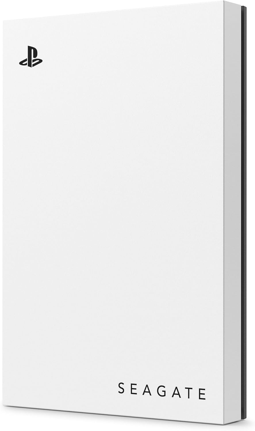 Seagate Game Drive PS4/PS5 5TB Portable External Hard Drive 2.5 Inch USB 3.0 White LED Blue Includes 2 Weeks PlayStation+ (STLV5000202)