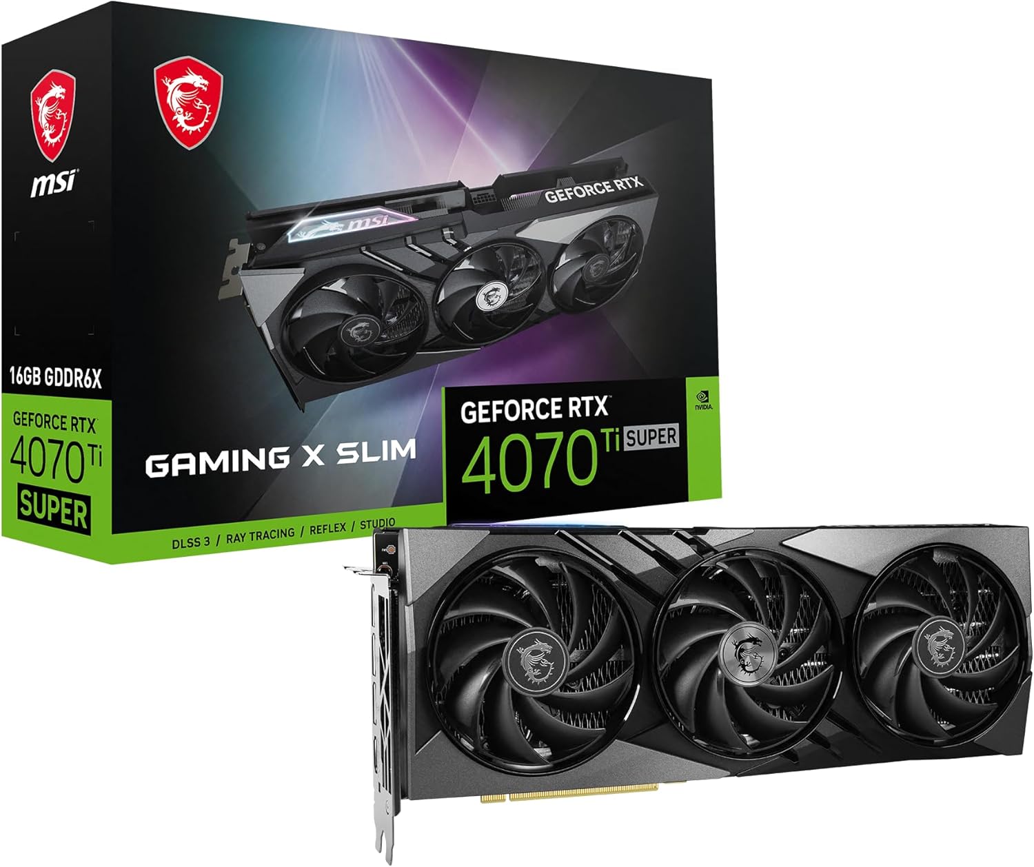 MSI Gaming GeForce RTX 4070 Ti Super 16G Gaming X Slim Graphics Card — 16GB GDDR6X, 256-bit, 2685MHz Boost, PCIe 4.0, HDMI 2.1a, DisplayPort 1.4a, Ada Lovelace