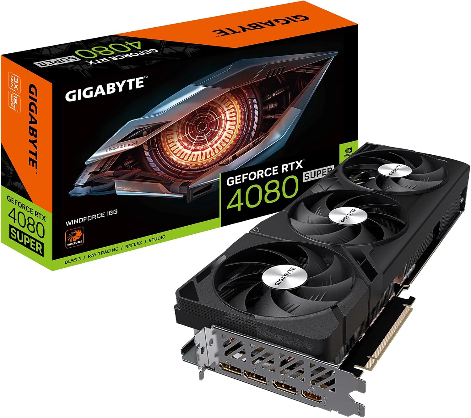GIGABYTE GeForce RTX 4080 Super WINDFORCE V2 16G Graphics Card — 3X WINDFORCE Fans, 16GB 256-bit GDDR6X, PCIe 4.0, GV-N408SWF3V2-16GD
