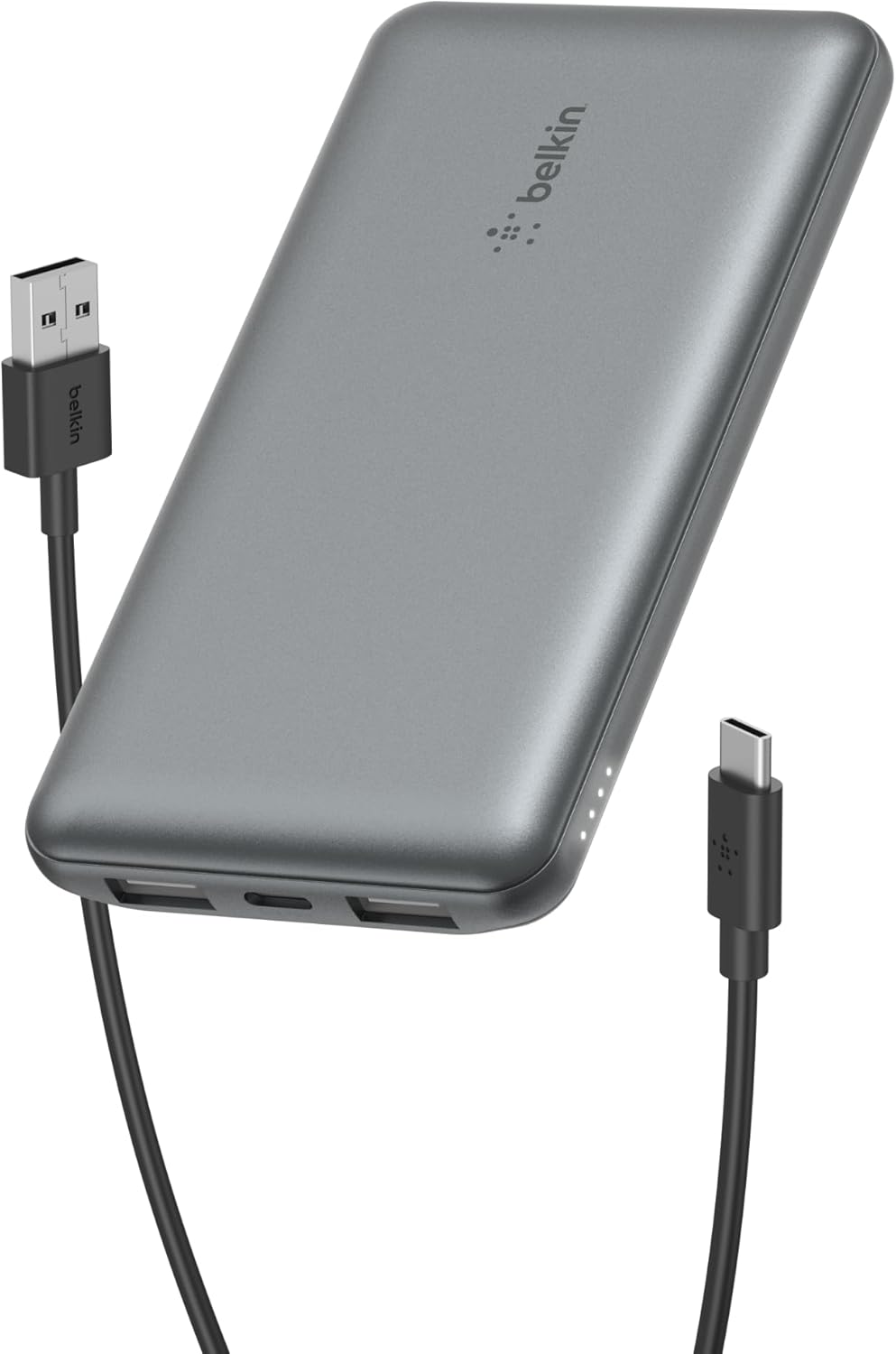 Belkin BoostCharge USB-C Portable Charger 10000mAh Power Bank, 1 USB-C Port and 2 USB-A Ports & Included USB-C to USB-A Cable for iPhone 16/15/14/13 Series, Samsung S24 & More-Space Grey