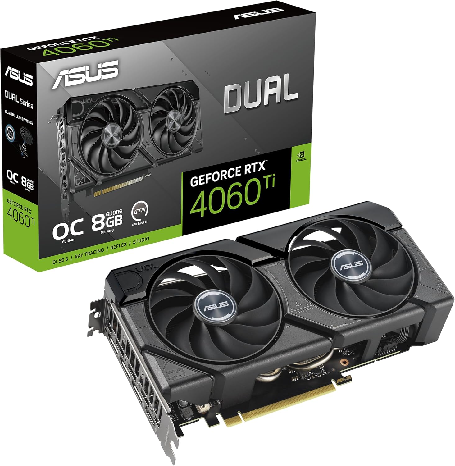 ASUS GeForce RTX 4060 Ti Dual EVO OC 8G Gaming Graphics Card — 2595MHz Boost, GDDR6, PCIe 4.0, DLSS 3, 3x DP 1.4a, 1x HDMI 2.1a