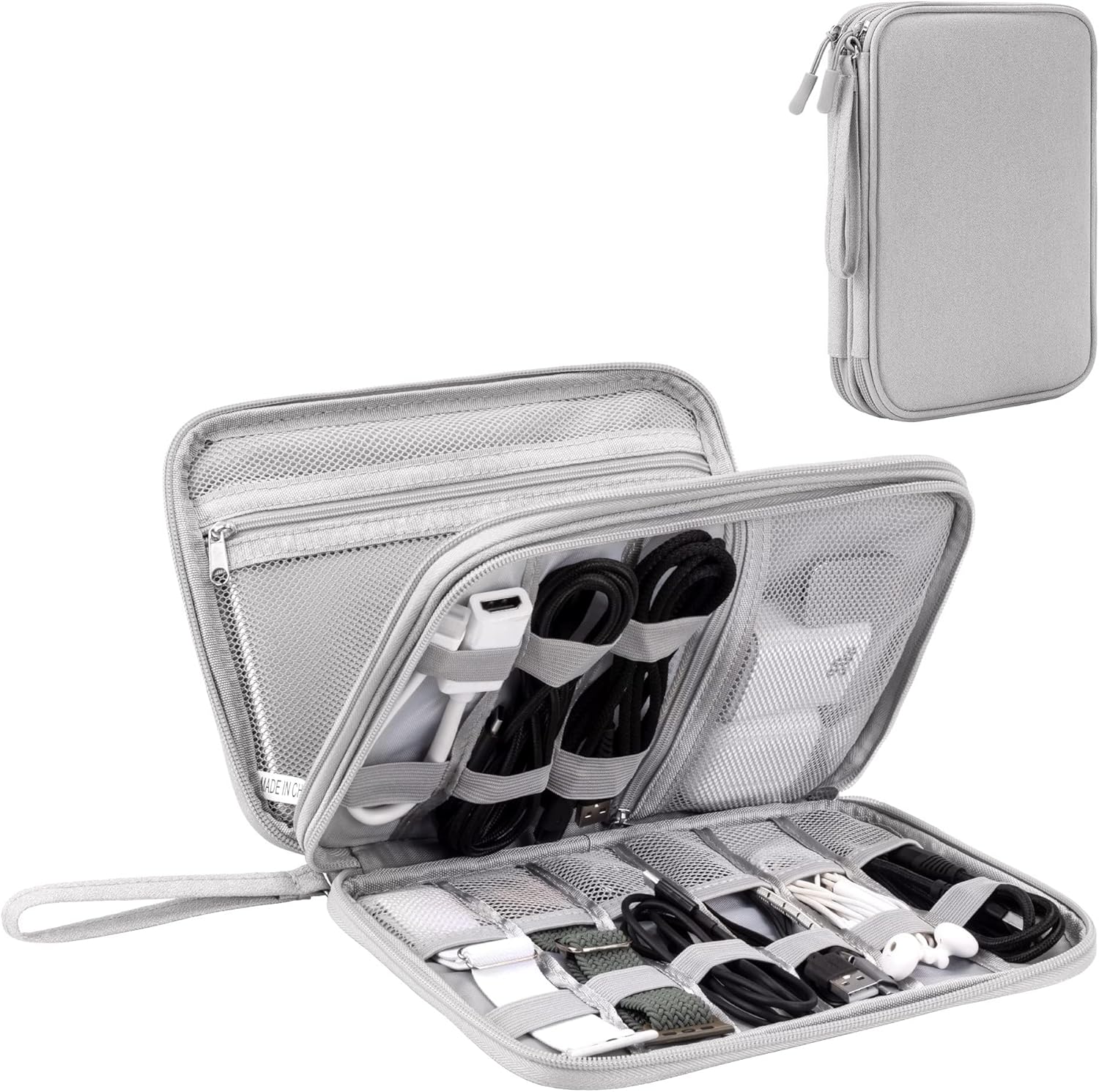 Arae Electronic Accessories Organiser, Cable Bag, Travel, Double Cable Bag, Electronic Accessories for Cable, Card, Charger, Phone, Headphones