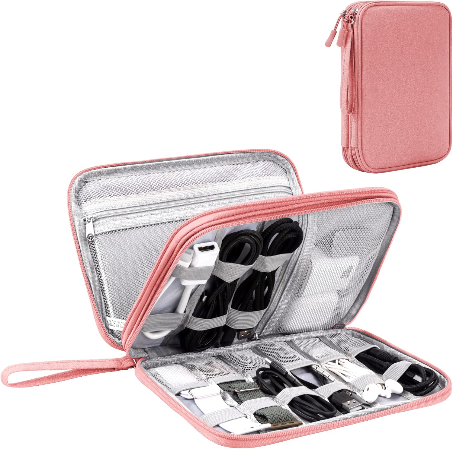 Arae Electronic Accessories Organiser, Cable Bag, Travel, Double Cable Bag, Electronic Accessories for Cable, Card, Charger, Phone, Headphones