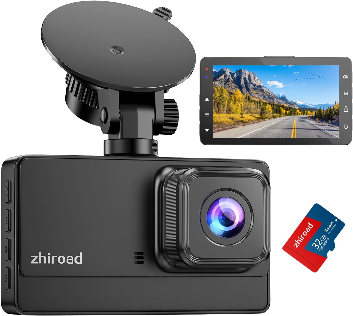 Car Front Dash Cam, 1080P FHD Dash Cam with Night Vision, WDR and 176° Wide Angle Car Camera, 3 Inch IPS Screen, Loop Recording, G-Sensor, Motion Detection and Parking Mode, Includes 32G SD Card