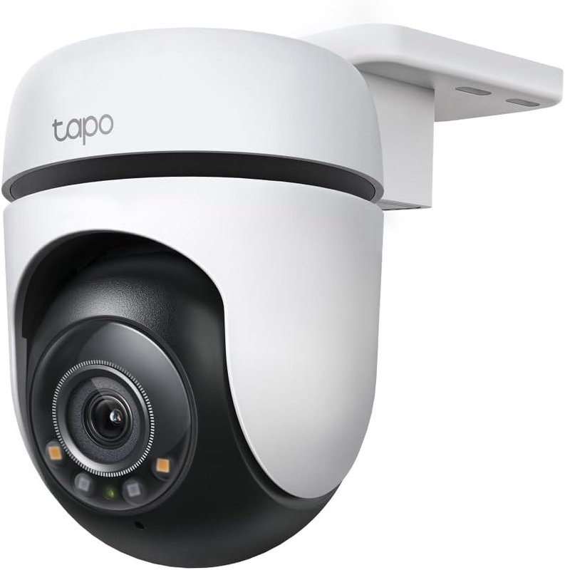 Tapo TP-Link Outdoor Smart Security Wi-Fi Camera, 2K, Full-Colour Night Vision, 360°, IP65, Free Smart AI Detection/Tracking, Sound & Light Alarm, Up to 512 GB, SD Card Slot, No Hub Required (TC41)