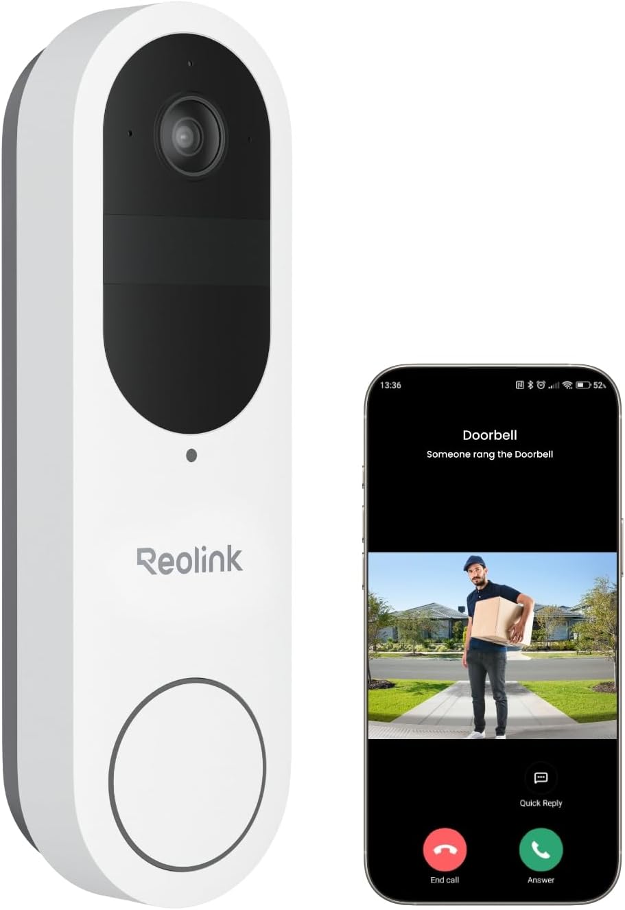 Reolink Battery Video Doorbell Camera — 2K, 150°x150° Head-to-Toe View, WiFi