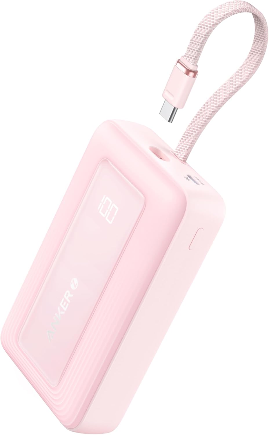 Anker Zolo Power Bank 20,000mAh 30W - Built-in USB-C Cable, USB-C + USB-A - Pink
