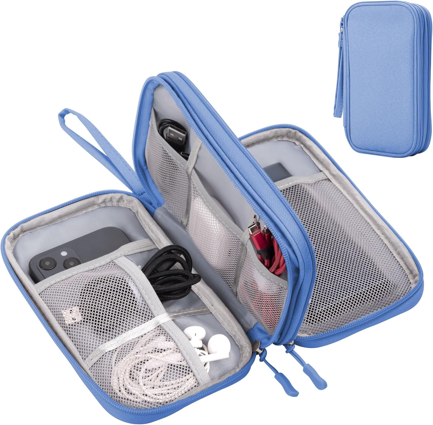 Arae Electronic Accessories Organiser, Cable Bag, Travel, Double Cable Bag, Electronic Accessories for Cable, Card, Charger, Phone, Headphones