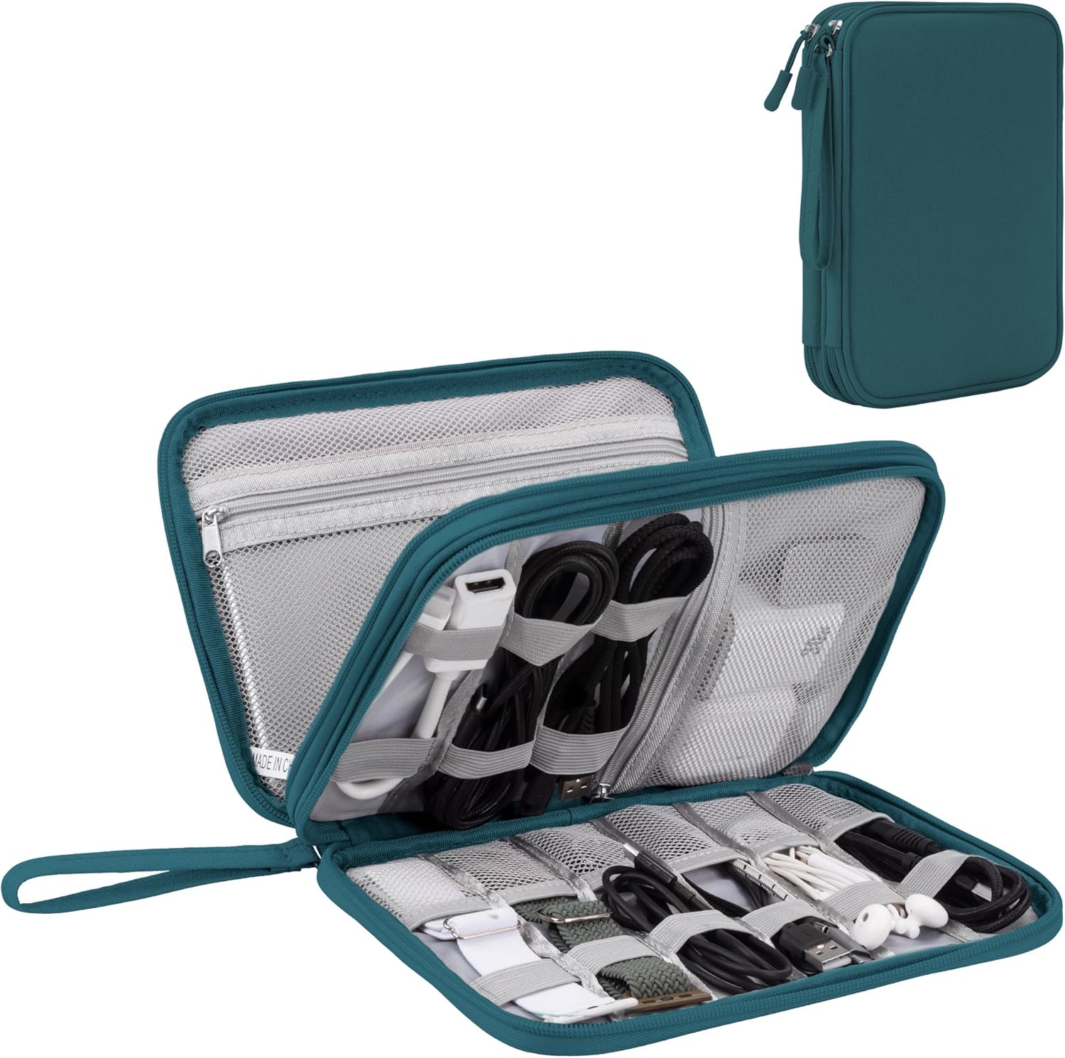 Arae Electronic Accessories Organiser, Cable Bag, Travel, Double Cable Bag, Electronic Accessories for Cable, Card, Charger, Phone, Headphones