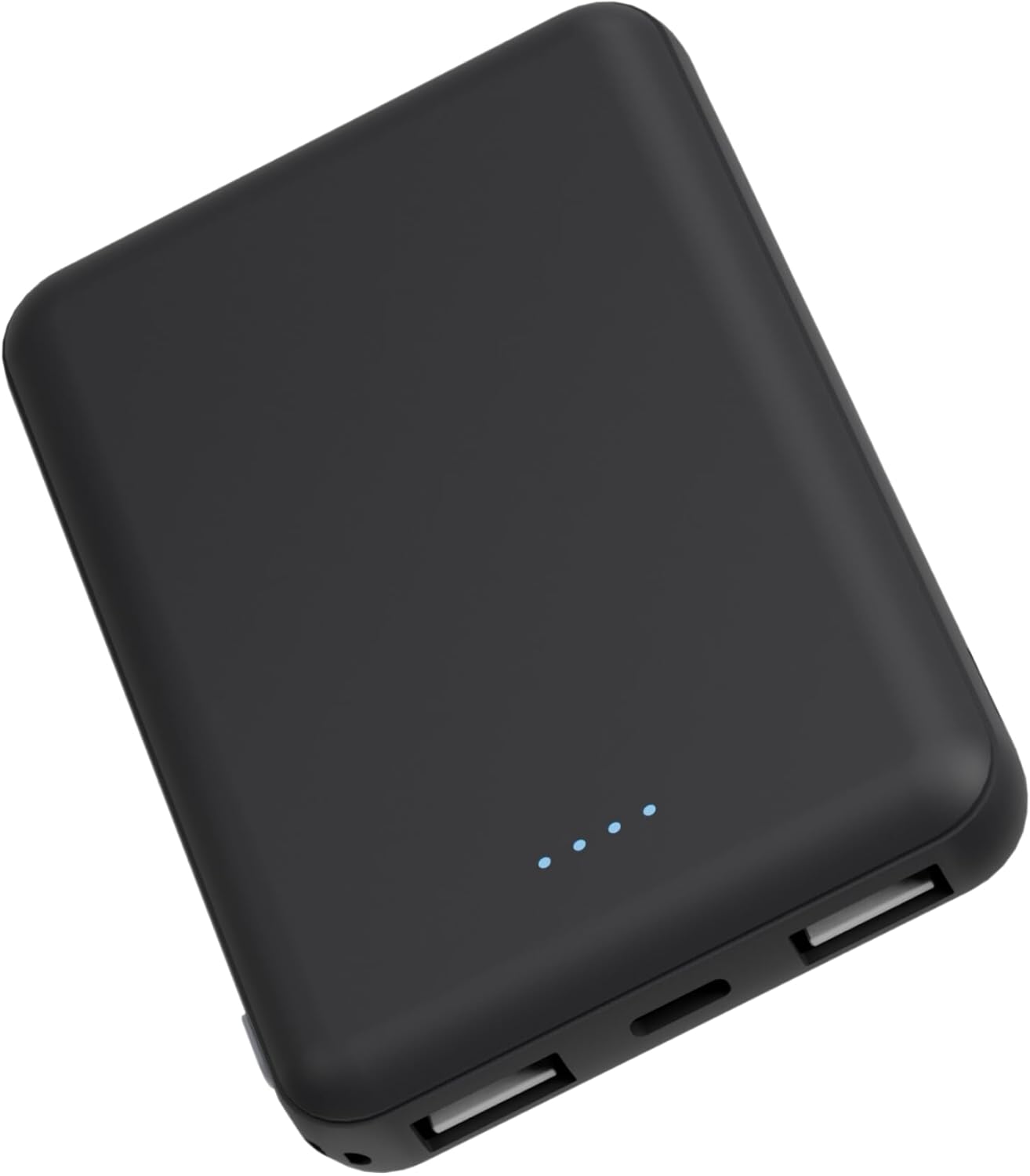 Laser 5000mAh Powerbank Dual USB-A, USB C Charger Ports, 118g Portable Charger, LED Display, 10W, 3-in-1 Cable, Compatible for iPhone15/14/13/12/Pro Max, Samsung, iPad, Apple Watch, Tablet - Charcoal