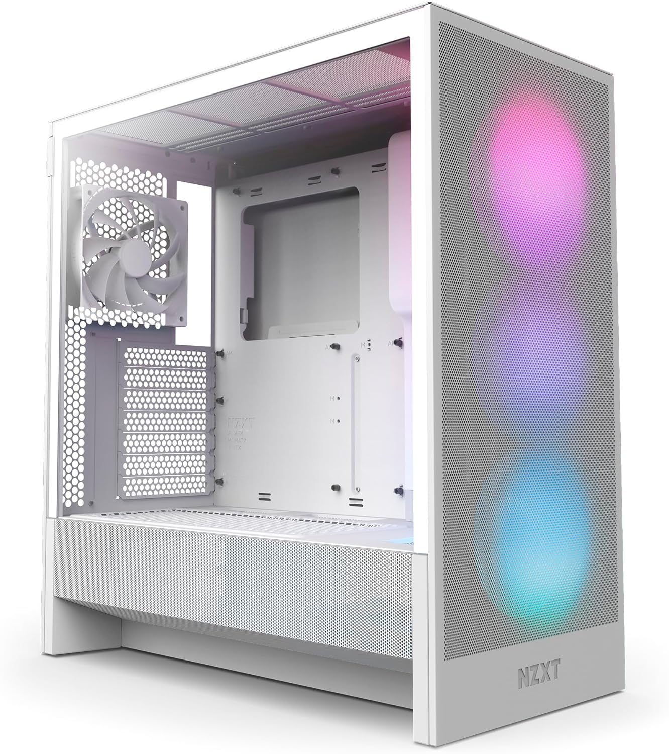 NZXT H5 Flow RGB 2024 Compact ATX Mid-Tower PC Gaming Case - F360 RGB Core, Tempered Glass - White