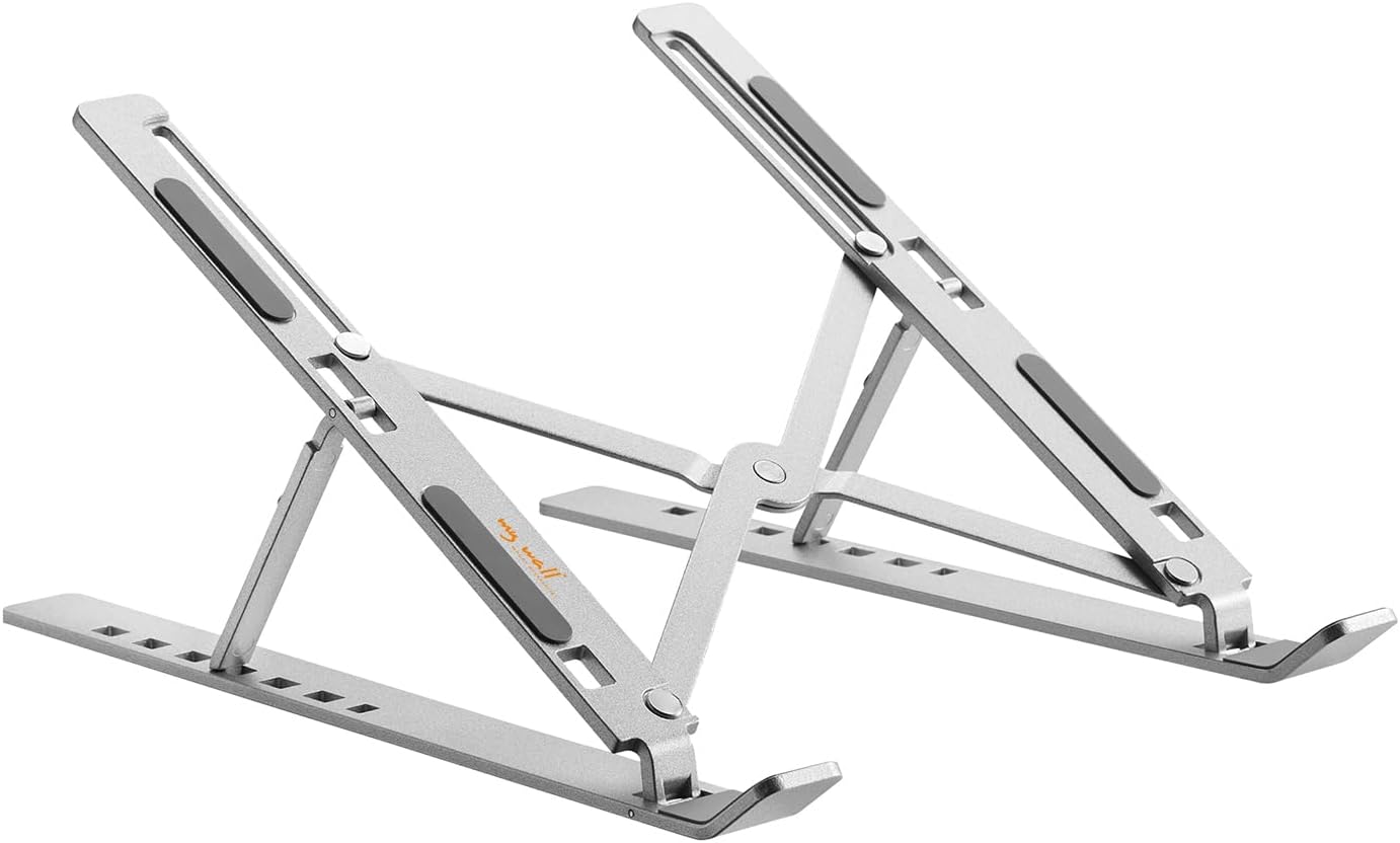 my wall Foldable Laptop Stand - HT49L, Laptop Stand for 11-15 Inch (28-38 cm) Laptops, Laptop Accessories with Carry Bag, 7-Level Adjustable Angle, Maximum Load 5 kg