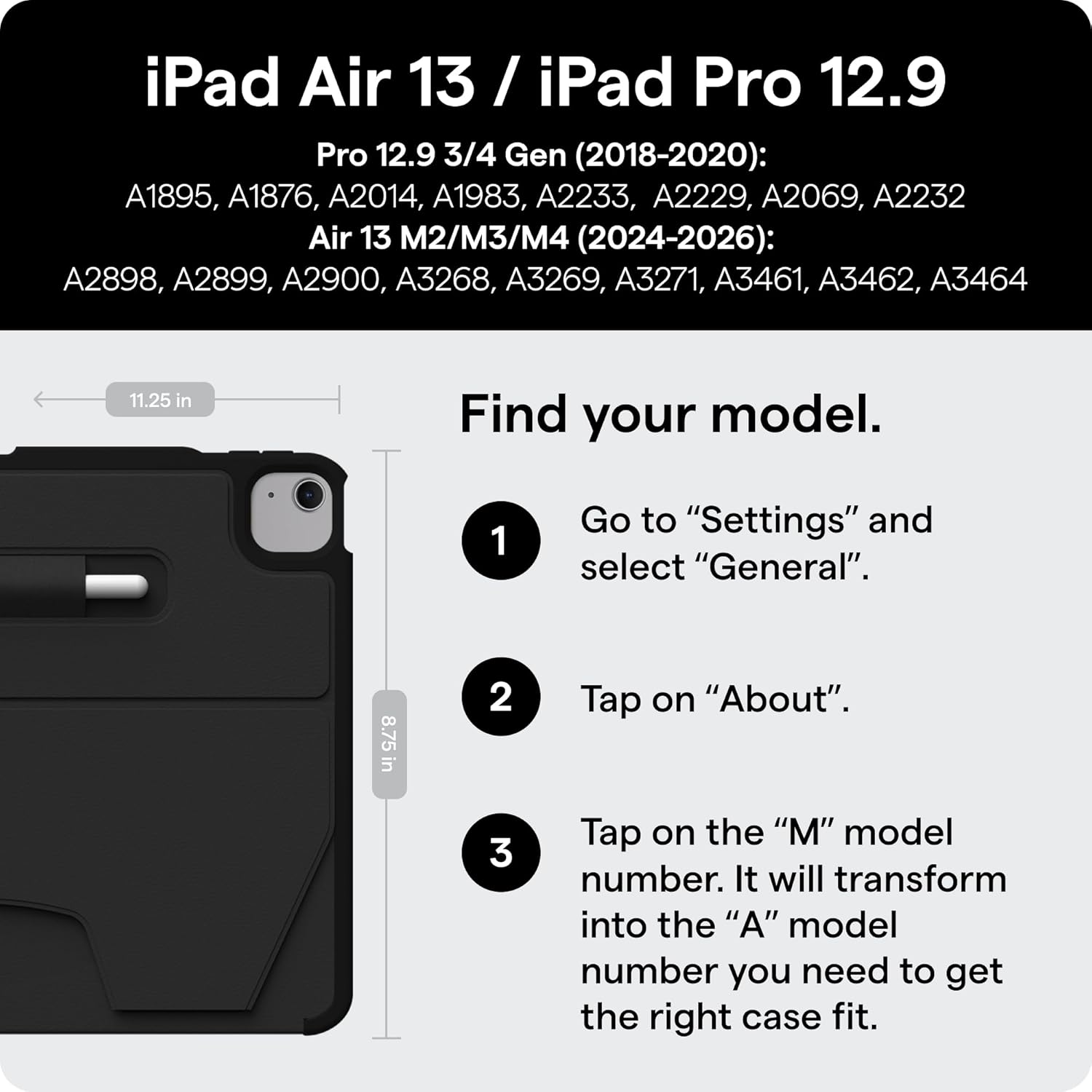 ZUGU CASE for iPad Air 13-inch M2/M3/M4 / iPad Pro 12.9-inch - Slim Protective Case, 10-Angle Magnetic Stand