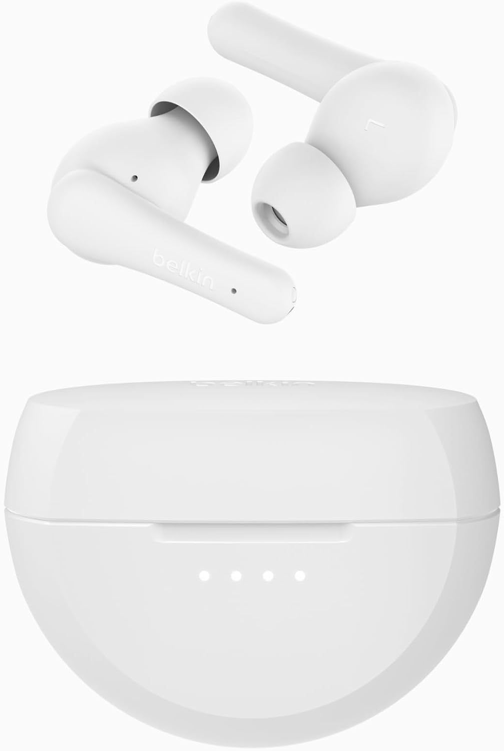 Belkin SoundForm Rhythm True Wireless Earbuds with Built-in Microphone, USB-C Fast Charging, 28H Battery Life, IPX5 Water Resistance - Bluetooth Earbuds for iPhone, iPad, Galaxy, Pixel, & More - White