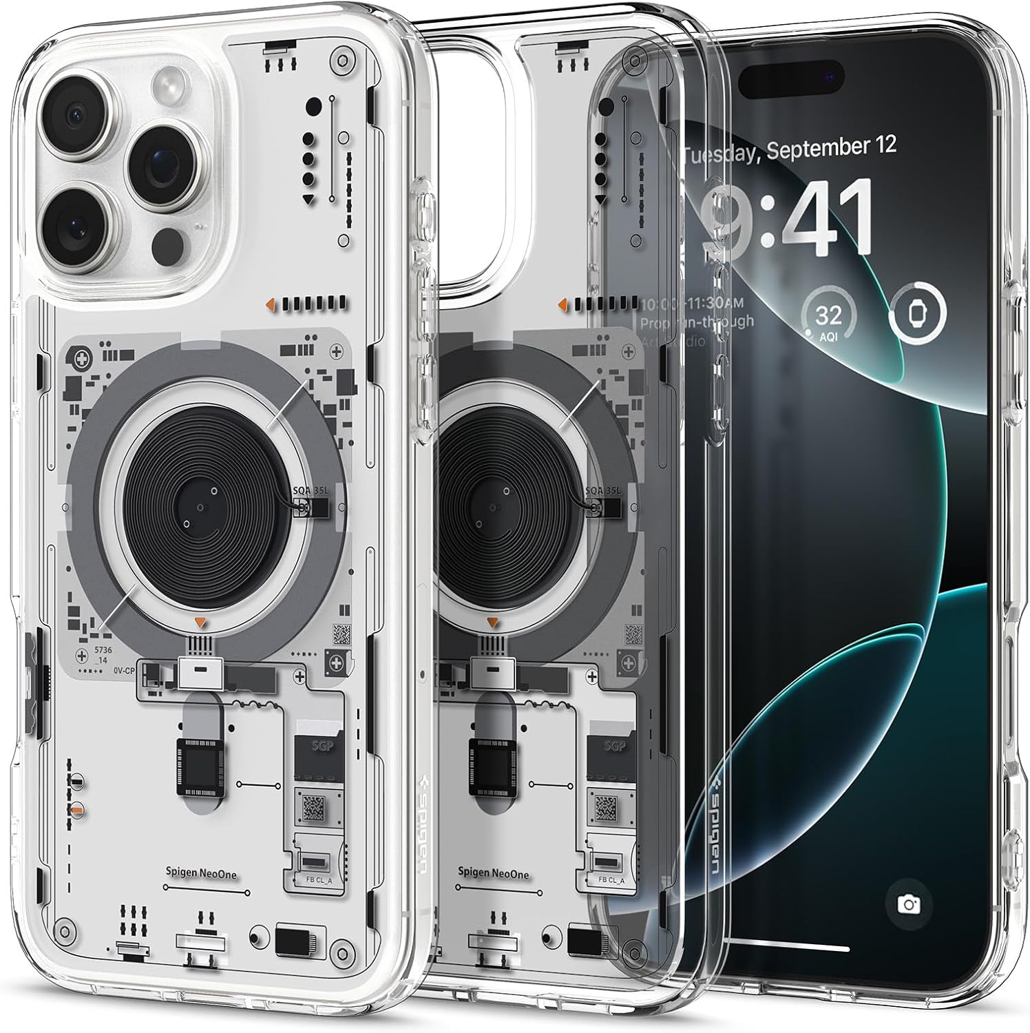 Spigen Ultra Hybrid T MagFit iPhone 16 Pro Case - Full Camera Control Coverage, MagSafe Compatible, Clear/White Ring