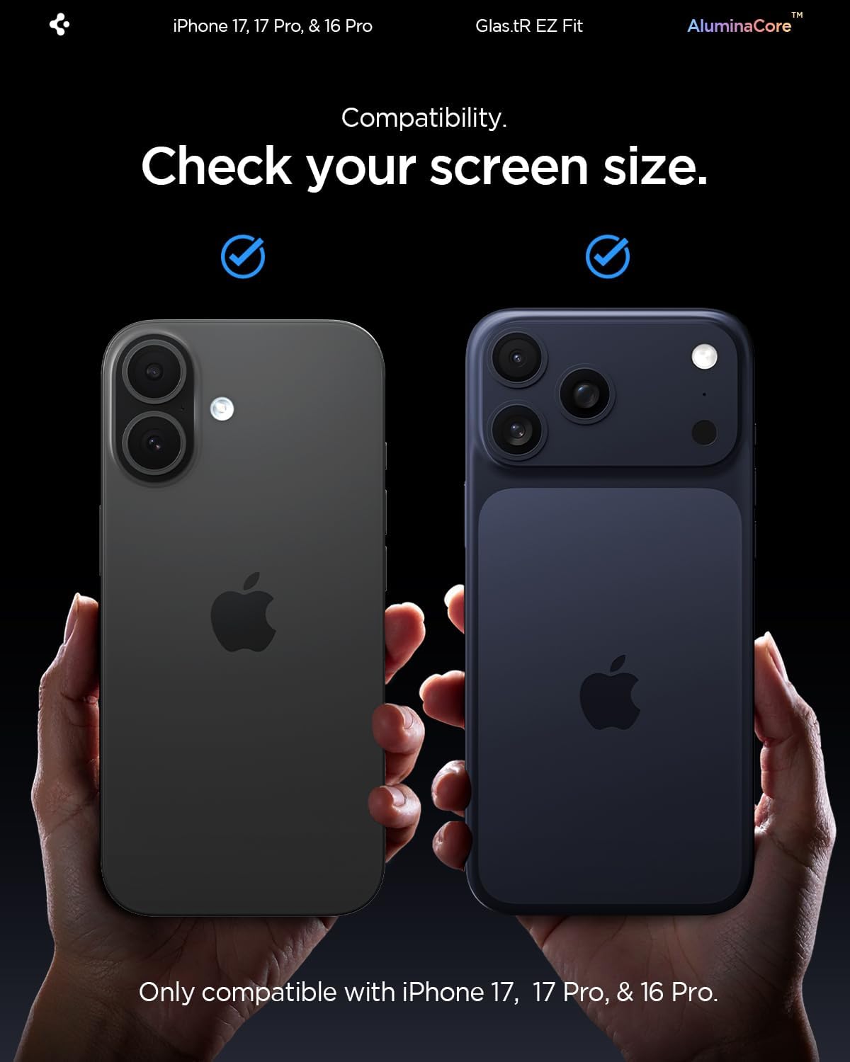 Spigen EZ Fit AluminaCore Privacy Tempered Glass Screen Protector for iPhone 16 Pro - 2-Pack, Anti-Spy