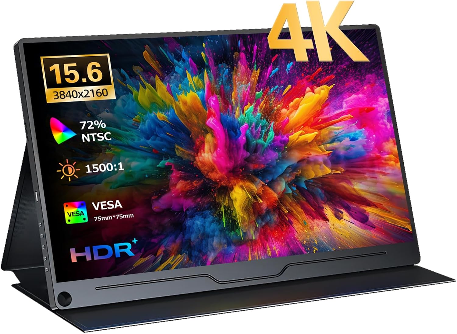 15.6 Inch 4K UHD 3840 x 2160 HDMI USB-C IPS Computer Monitor Screen Supports VESA 72% NTSC Standard Compatible PC Laptop PS5/4 Xbox