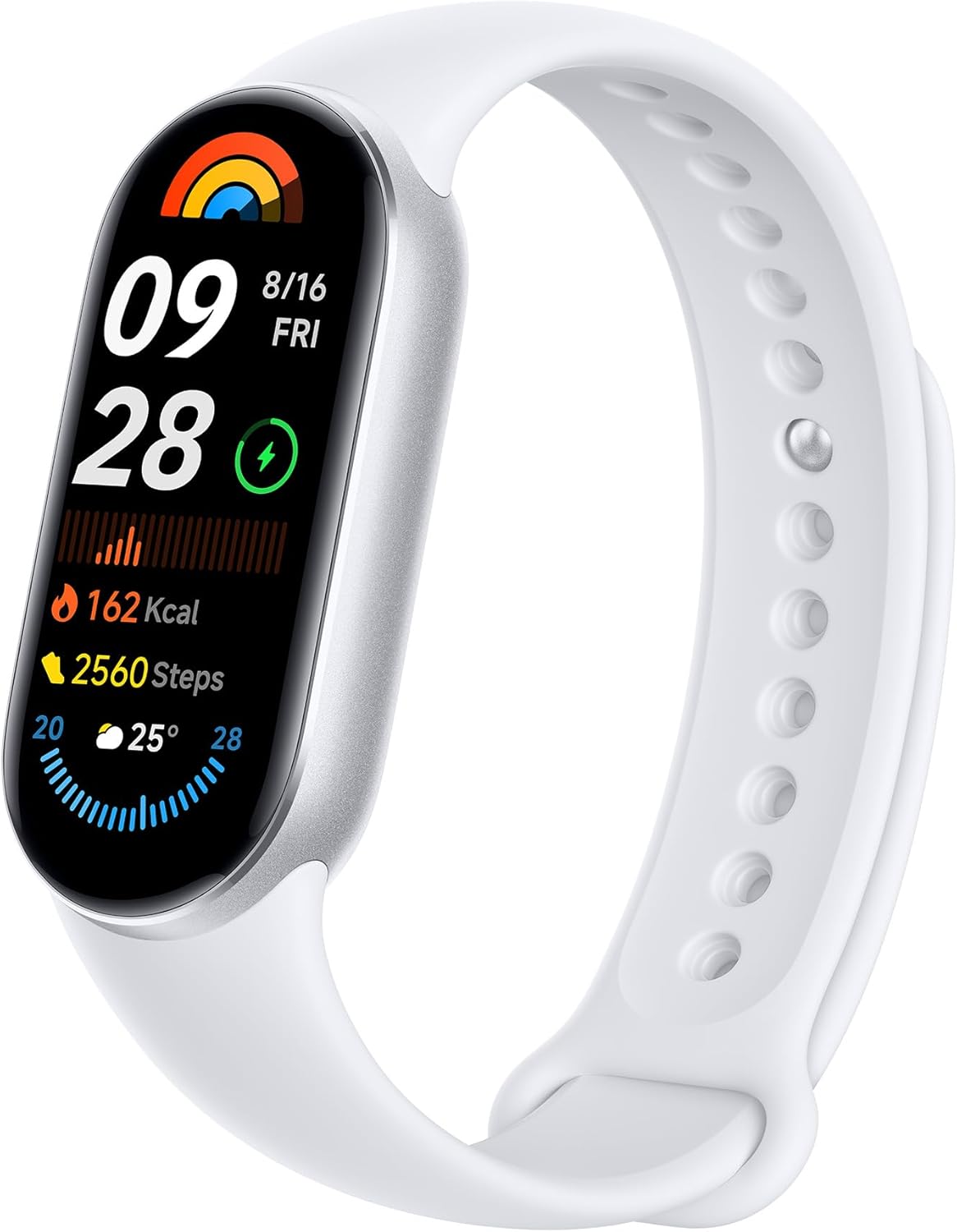 Xiaomi Smart Band 9 Health & Fitness Tracker, 60Hz Refresh Rate 1.62" AMOLED Display, 21-Day Battery Life, 150+ Sports Modes, Blood Oxygen, Heart Rate,Sleep & Stress Monitoring, 15.8g (Silver)