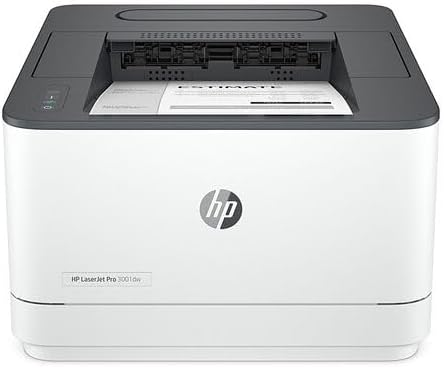 HP LaserJet Pro 3001dw Wireless Monochrome Laser Printer, Fast Print, Auto 2-Sided Printing, Dual-Band Wi-Fi, USB, Ethernet, HP Smart App, for Small Teams up to 7 Users, 3G650F