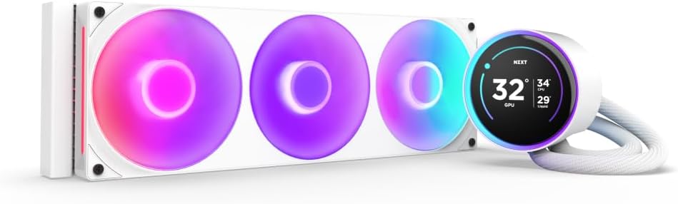 NZXT Kraken Elite 360 RGB 2024 - AIO CPU Liquid Cooler - 360mm Radiator - F360 RGB Core Fan - Customizable 2.72" IPS LCD - NZXT Turbine Pump - AMD® AM5, AM4 - Intel® LGA 1851/1700, 1200/115X - White