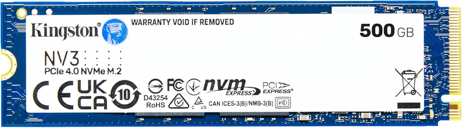 Kingston NV3 PCIe 4.0 NVMe M.2 SSD 500G, SNV3S/500G, Upto 5,000MB/s