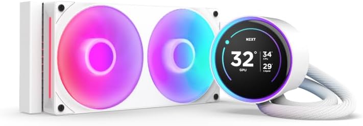 NZXT Kraken Elite 240 RGB - AIO CPU Liquid Cooler - 240mm Radiator - F240 RGB Core Fan - Customizable 2.72" IPS LCD - NZXT Turbine Pump - Intel® LGA 1700, 1200/115X, 1851 - AMD® AM5, AM4 - White