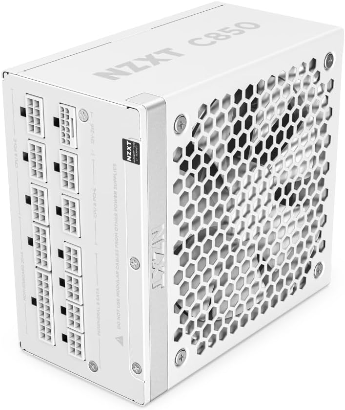 NZXT C850 Gold ATX 3.1 - Fully Modular Low-Noise PC Gaming Power Supply - 850 Watt - 80 Plus Gold - 12V-2x6 Connector - Zero Fan Mode - 100% Japanese Capacitors - White