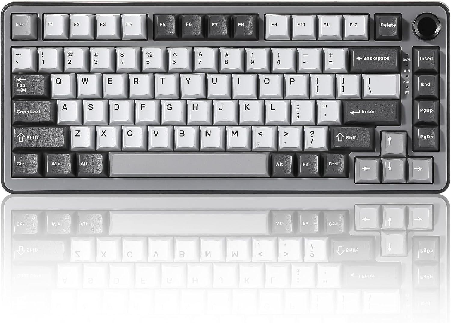 YUNZII B75 PRO Wireless Mechanical Keyboard,75% Gaming Keyboard Gasket Hot Swap Custom Keyboard with Knob,Pre-lubed Switches RGB,BT/Type-C/2.4G Creamy Keyboard (Dark Grey, Cocoa Cream V2 Switch)