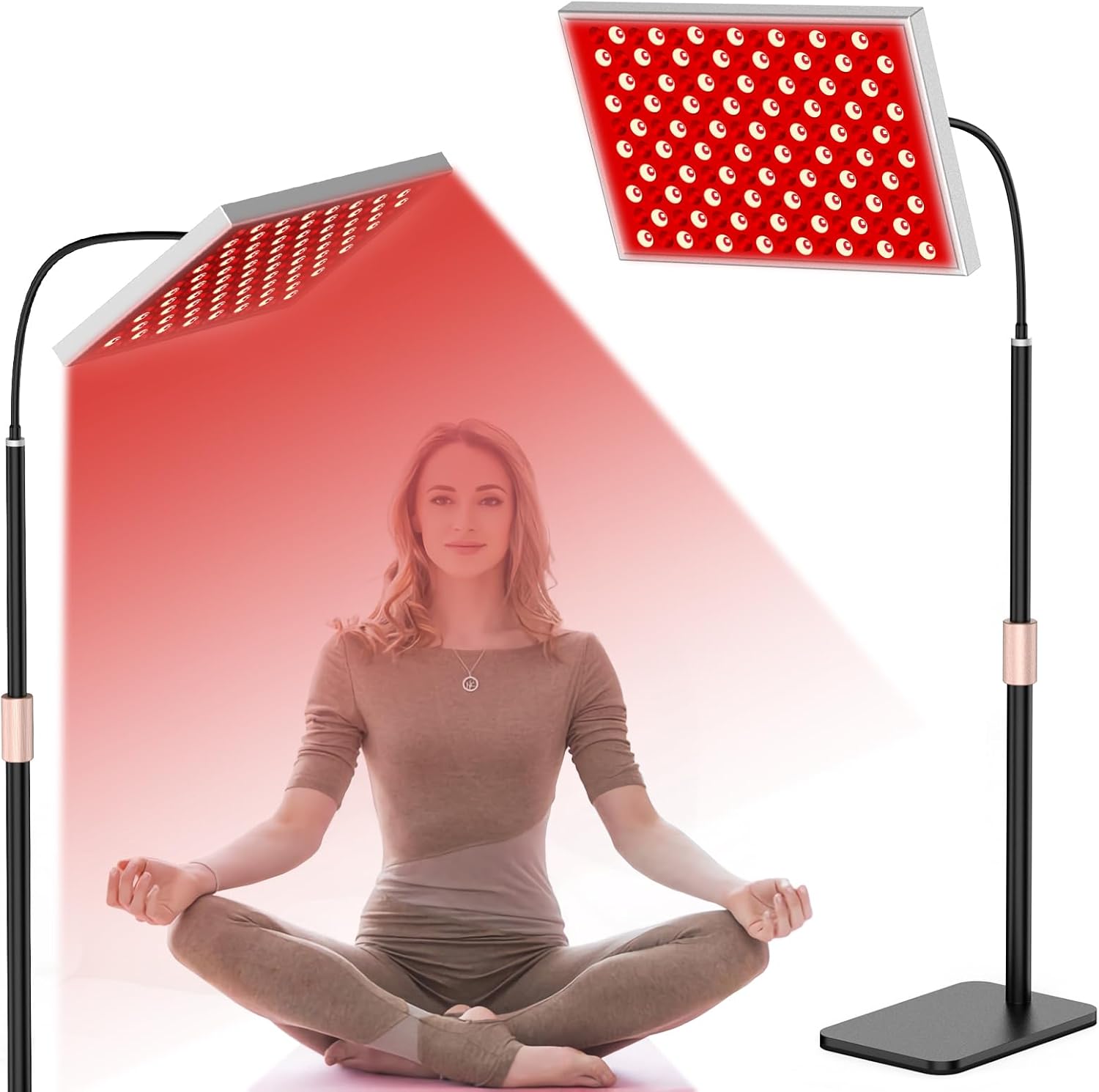 Red Light Therapy Device — 660nm Deep Red & 850nm Near Infrared LED Lamp with Adjustable Stand for Face and Skin