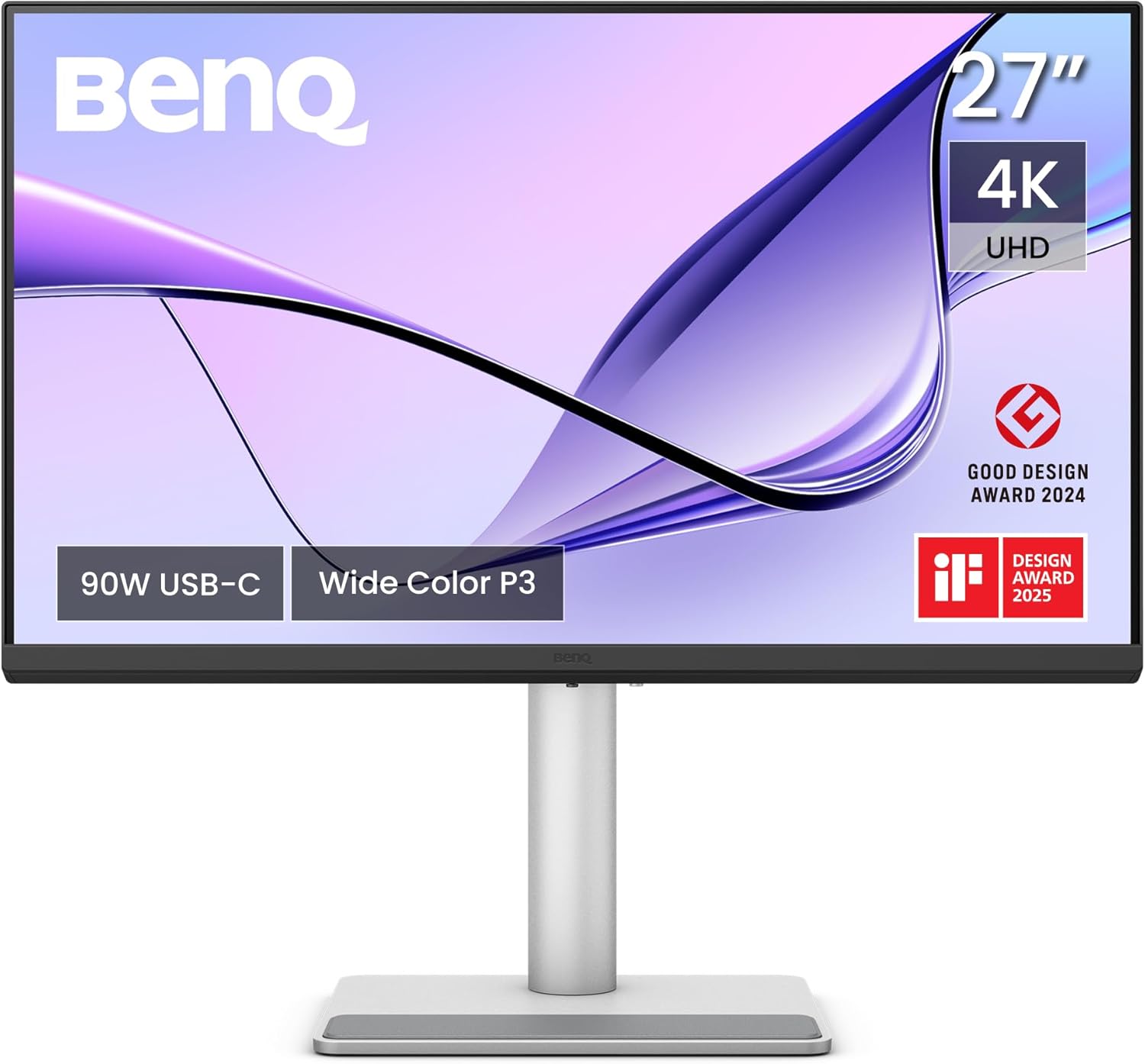 BenQ MA270U 27” 4K 3840x2160 Monitor for MacBook Pro/Air, Dual USB-C, 90W Power Delivery