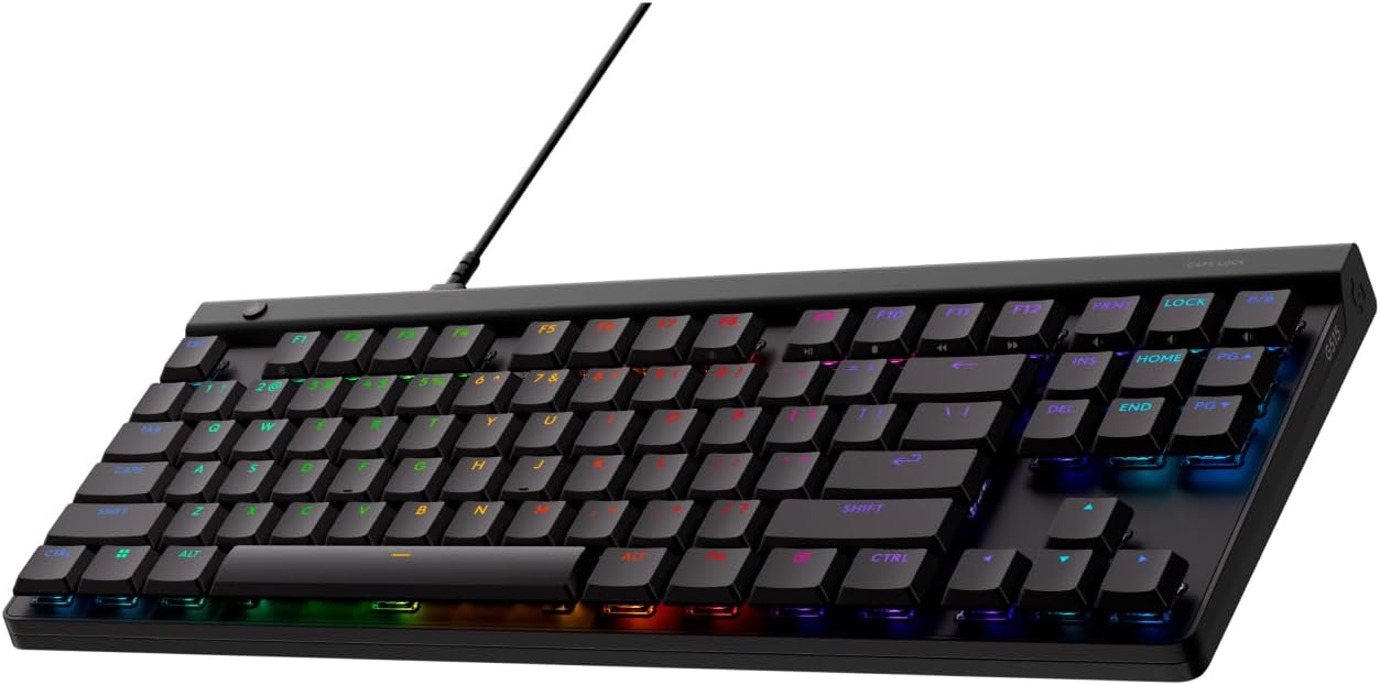 Logitech G515 TKL Wired Low Profile Gaming Keyboard, Fully Customisable RGB, Double-Shot PBT Keycaps, Tactile/Brown Switches