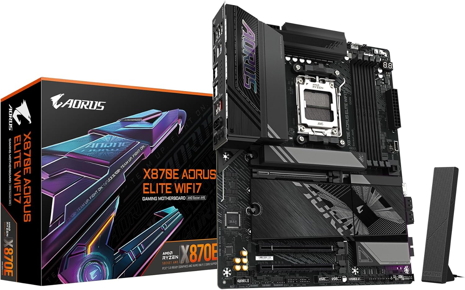 GIGABYTE X870E AORUS Elite WIFI7 AM5 LGA 1718, ATX, DDR5, 4X M.2, PCIe 5.0, USB4, Wi-Fi 7, 2.5GbE LAN, EZ-Latch, Q-Flash