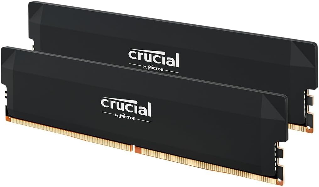Crucial Pro OC 32GB kit(2X16GB) DDR5-6400 UDIMM CL38 Black heatspreader Gaming Memory