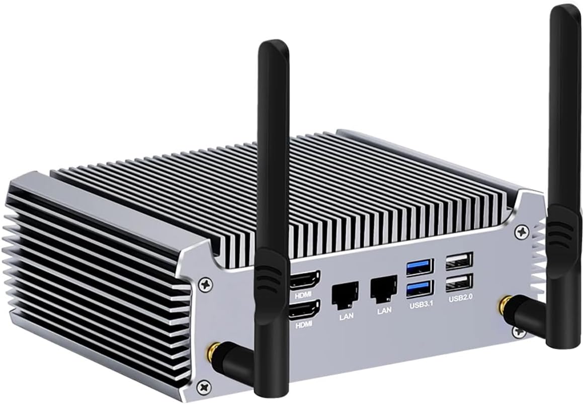 FU02 Fanless Mini PC Ryzen 7 7730U 8 Core 16 Threads Barebone PC 2 LANs Desktop Gaming Computer Win11 2x4K WiFi6