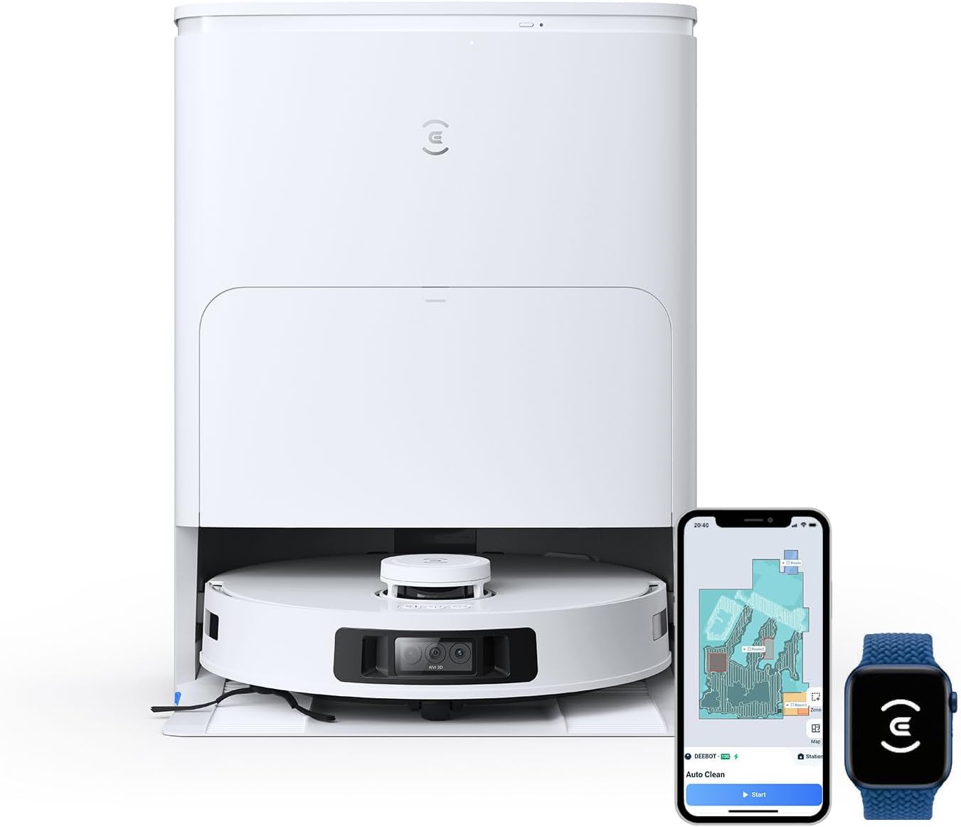 ECOVACS DEEBOT T30S Pro Robot Vacuum and Mop, 11,000Pa Suction, Auto Empty Station, Smart Navigation, AI Edge Cleaning, 10-in-1 Cleaning Station