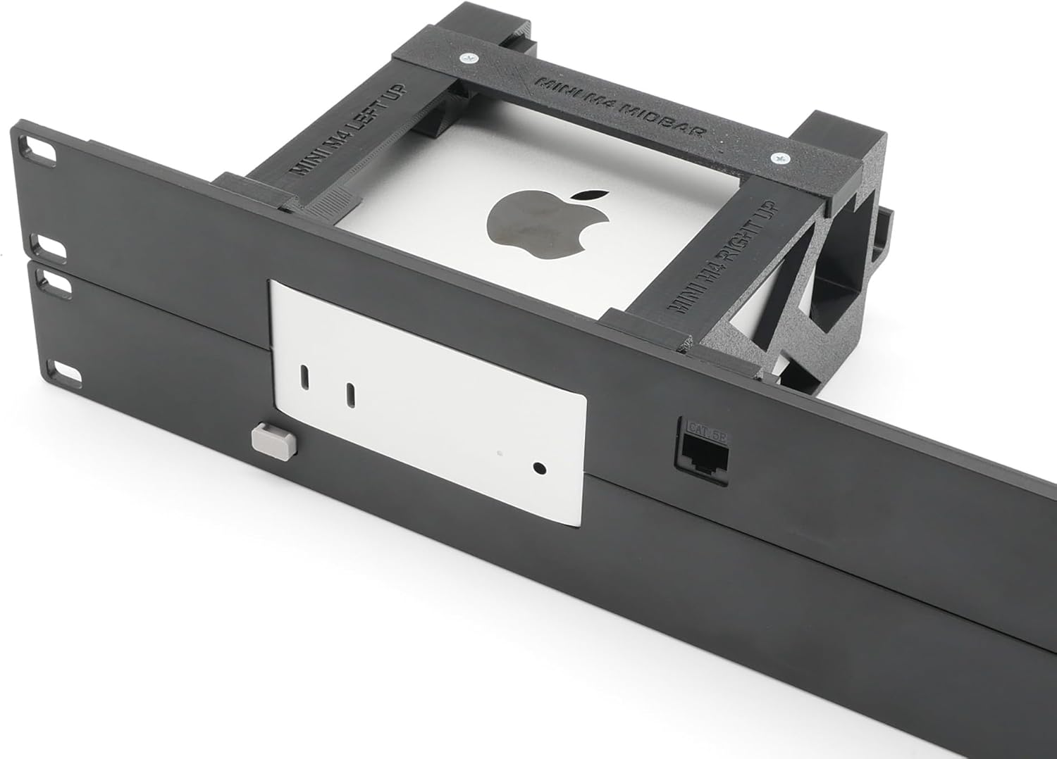 Rack Mount for 1 pcs Apple Mac mini M4 with Remote on/Off Button and 1x RJ45 ethernet Keystone
